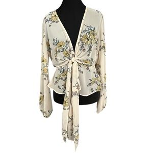 Women's FOREVER 21 Beige Floral Blouse M